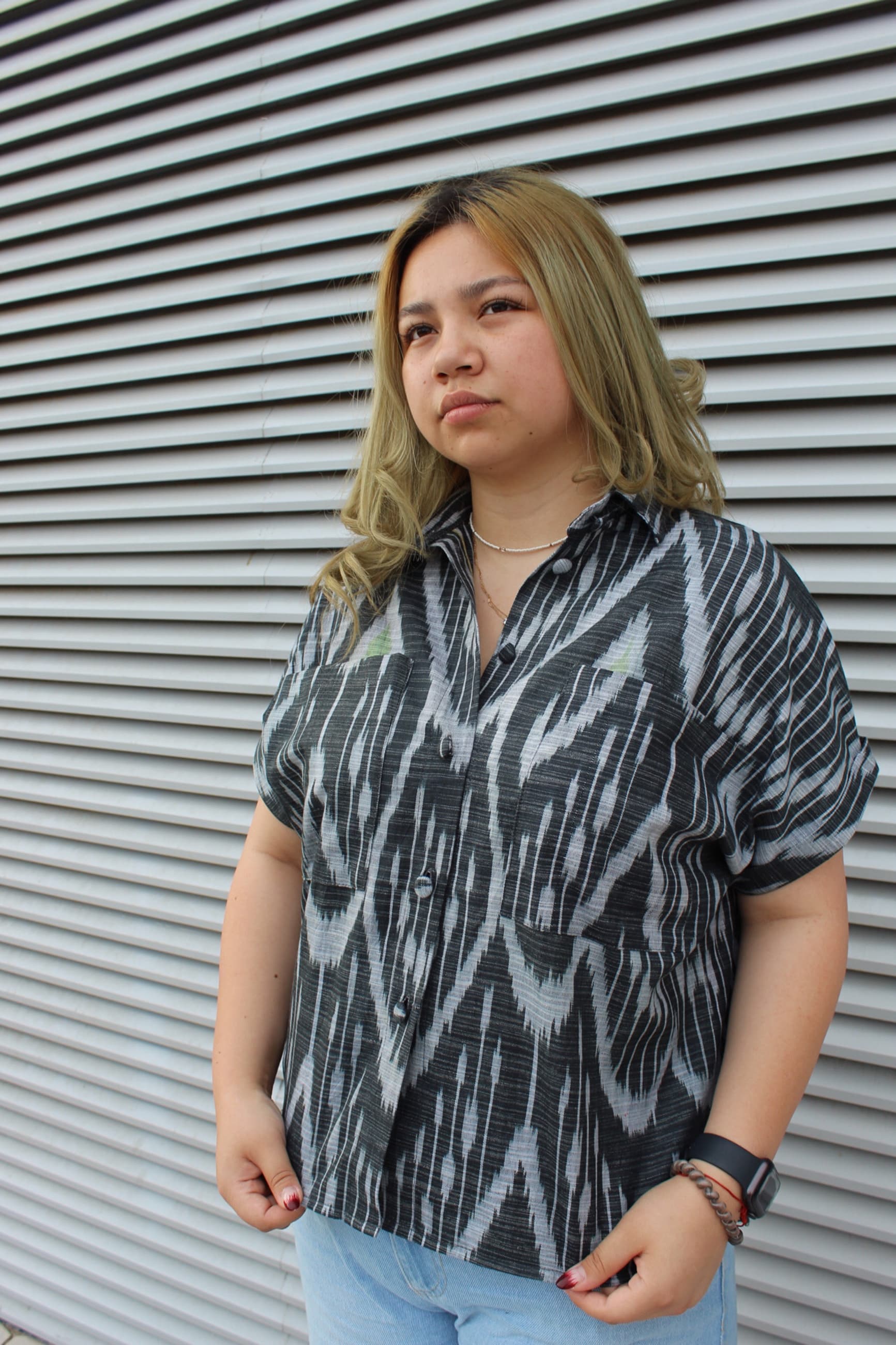Handwoven Ikat Cotton Summer Shirt – Black - Image 3