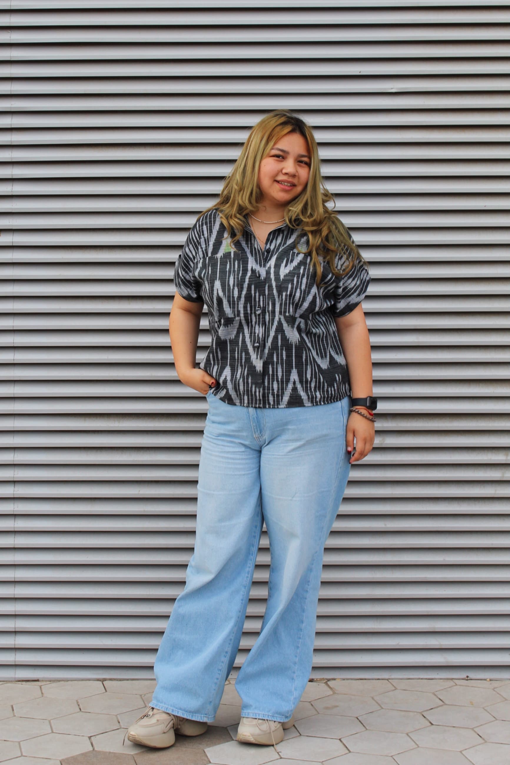 Handwoven Ikat Cotton Summer Shirt – Black - Image 2