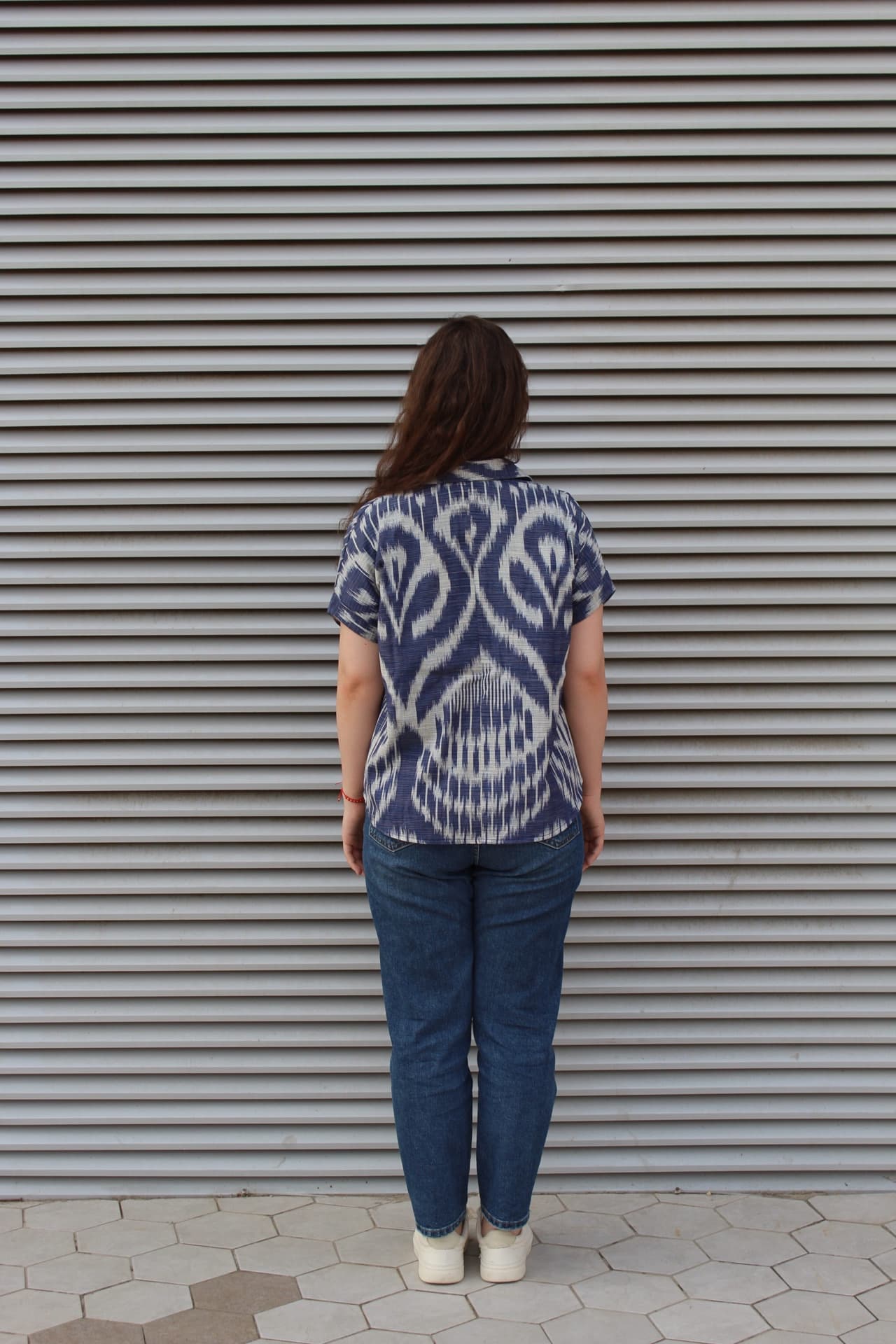 Handwoven Ikat Cotton Summer Shirt – Blue - Image 3